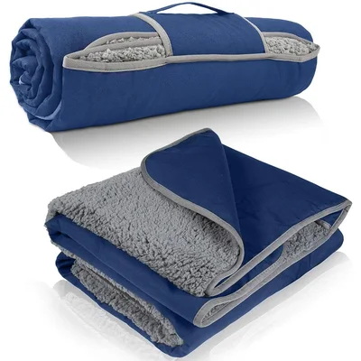 Blue Roll-Up Travel Blanket