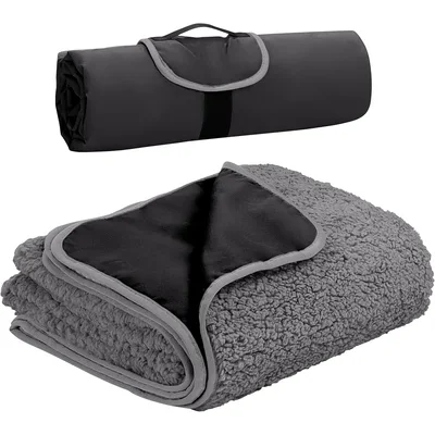 Black Reversible Fleece Travel Blanket