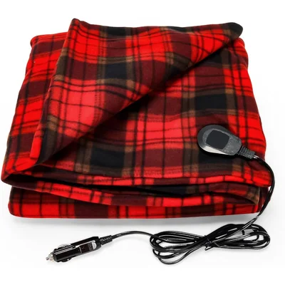 Red Plaid Vehicle Heated Blanket