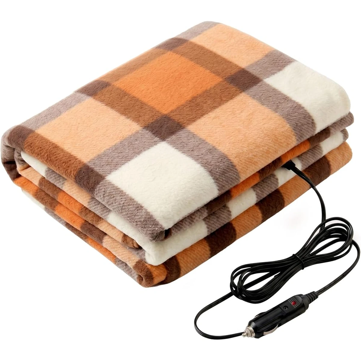 Brown Check Car Travel Blanket