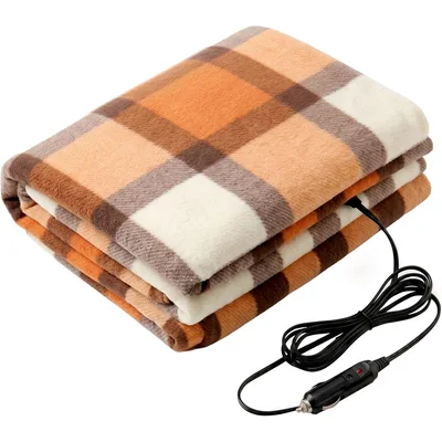 Brown Check Car Travel Blanket