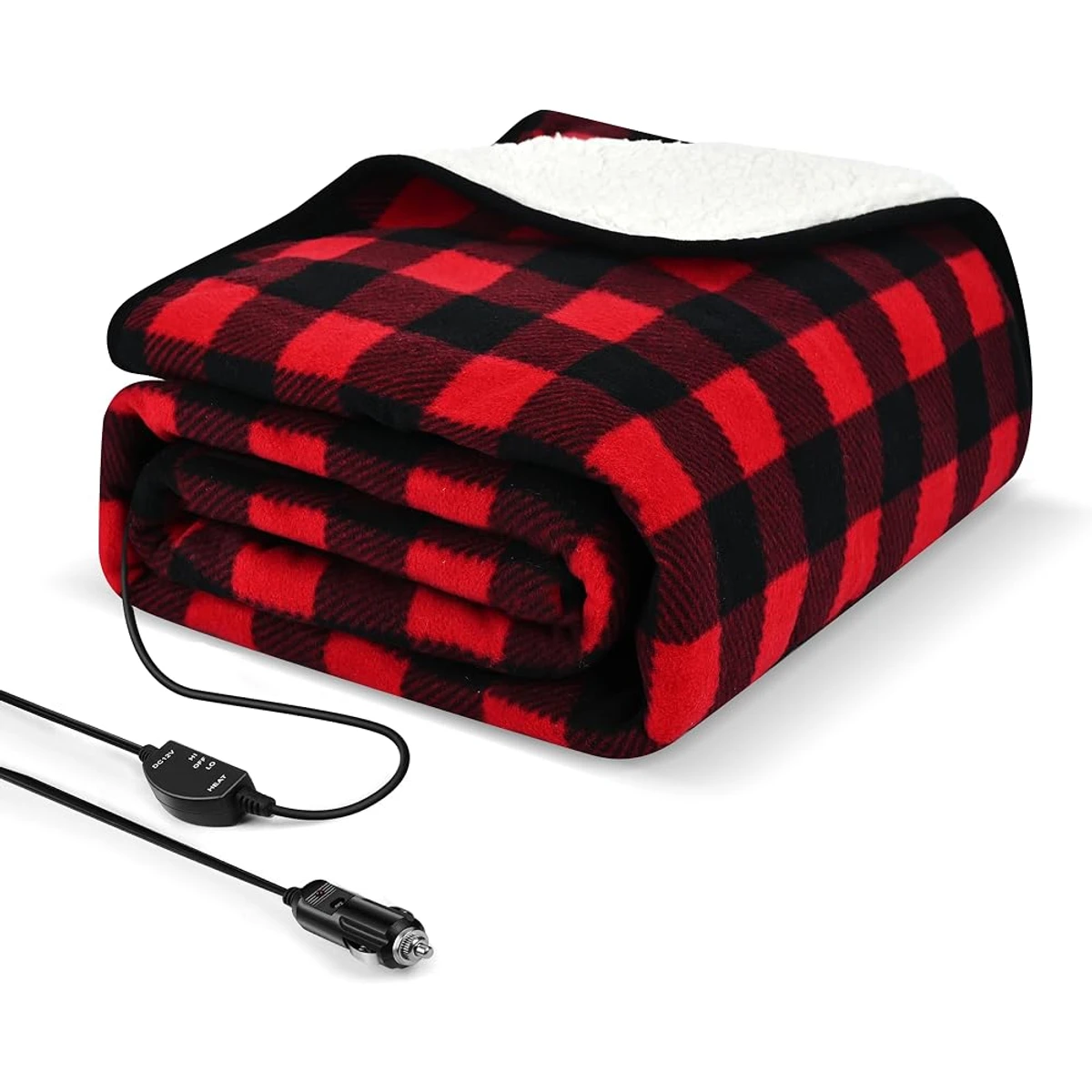 Red Plaid Sherpa Car Blanket