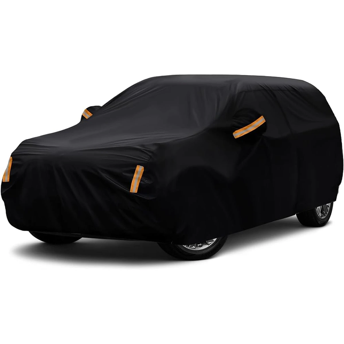 Black Full Car Cover with Orange Accents
