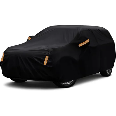 Black Full Car Cover with Orange Accents
