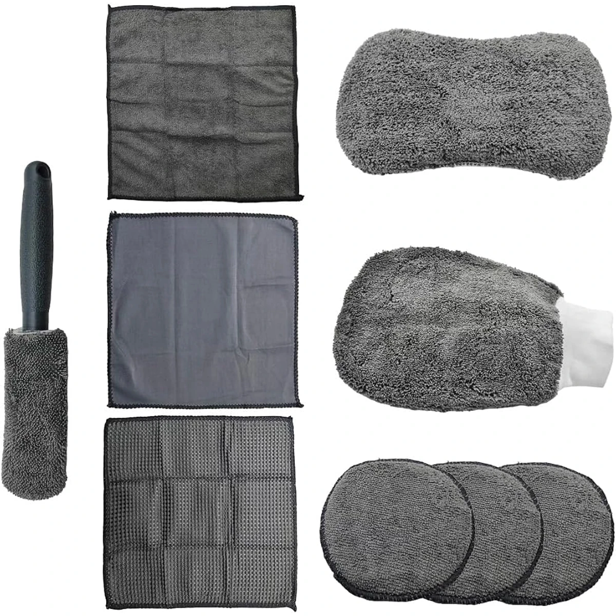 Grey Interior Detailing Cloth and Brush Set