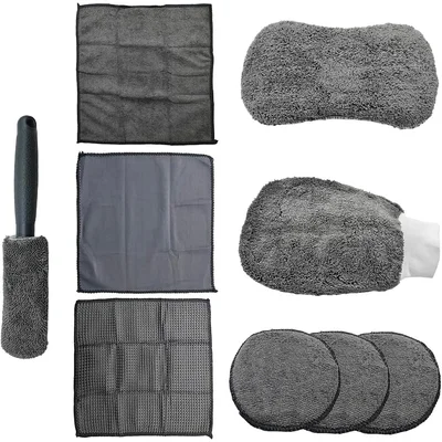 Grey Interior Detailing Cloth and Brush Set