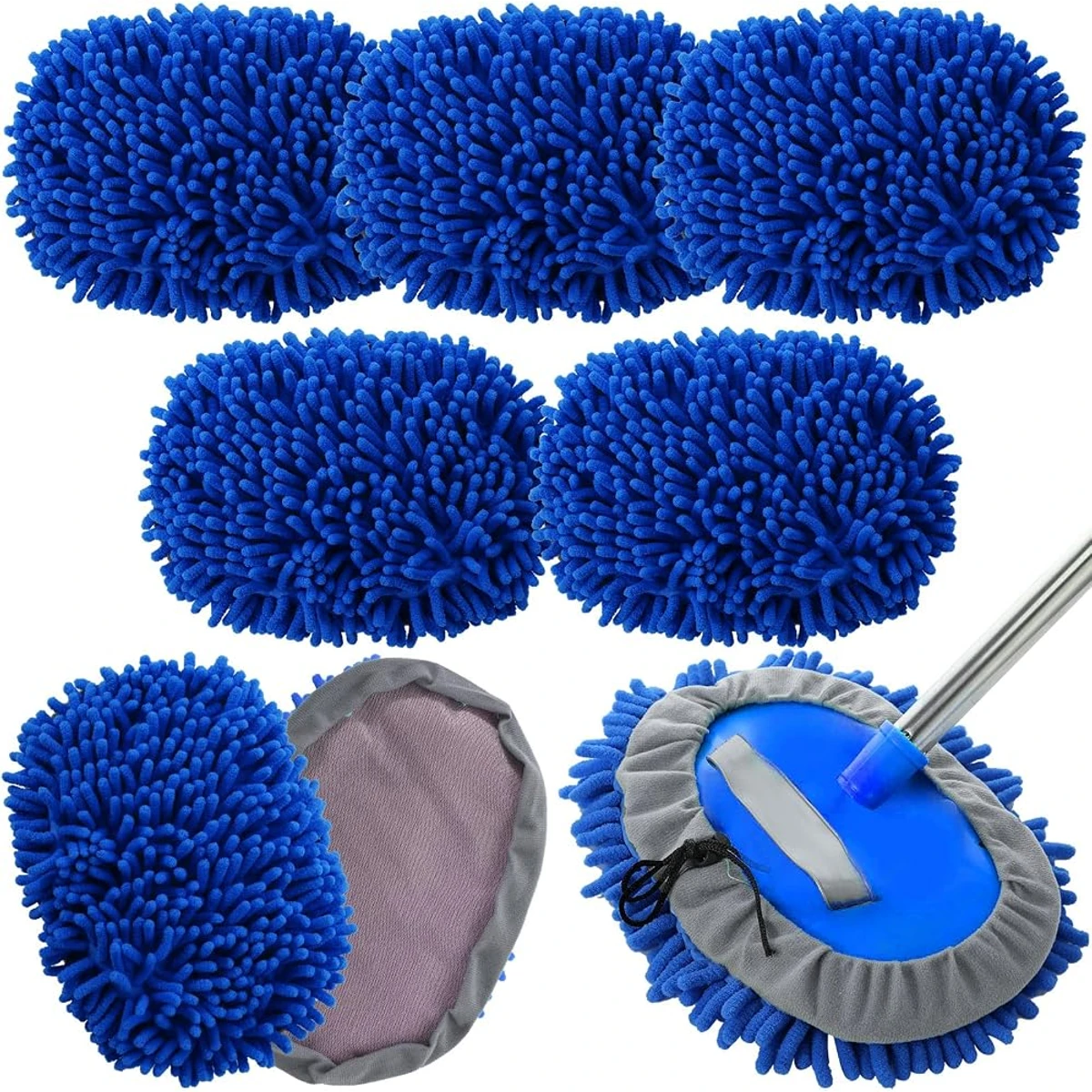 Blue Chenille Wash Mop Pad Set