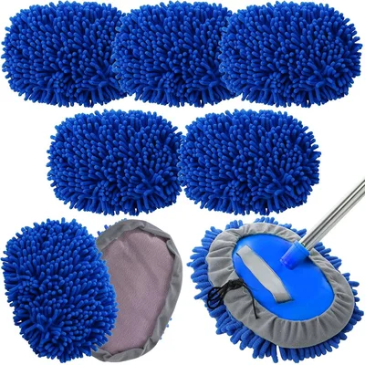 Blue Chenille Wash Mop Pad Set