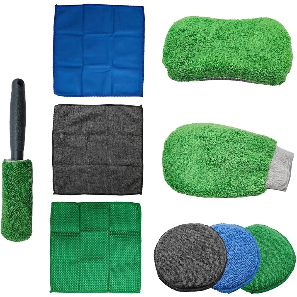 Green Microfiber Car Care Set