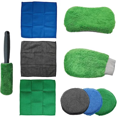 Green Microfiber Car Care Set