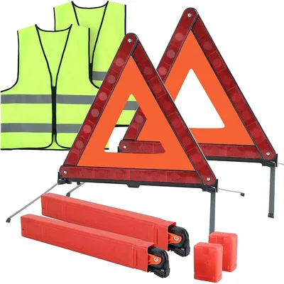 Roadside Triangle and High-Visibility Vest Set