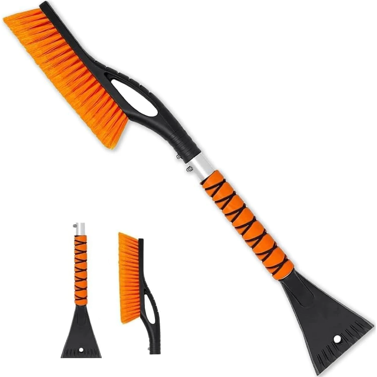 Compact Orange Snow Brush and Scraper