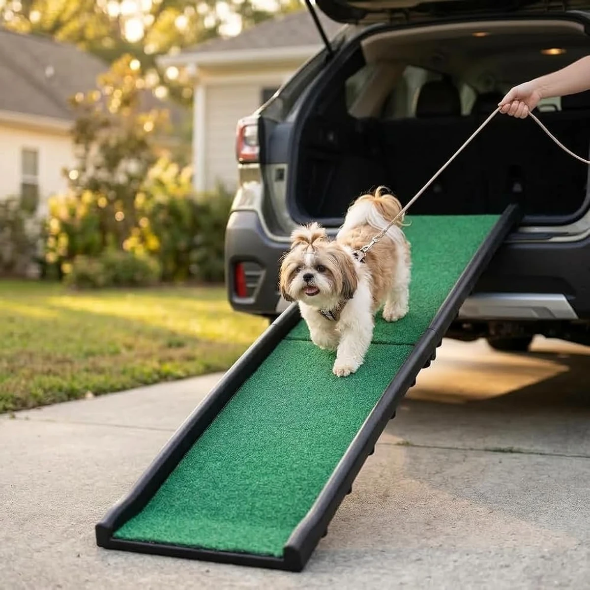 Green Surface Pet Car Ramp