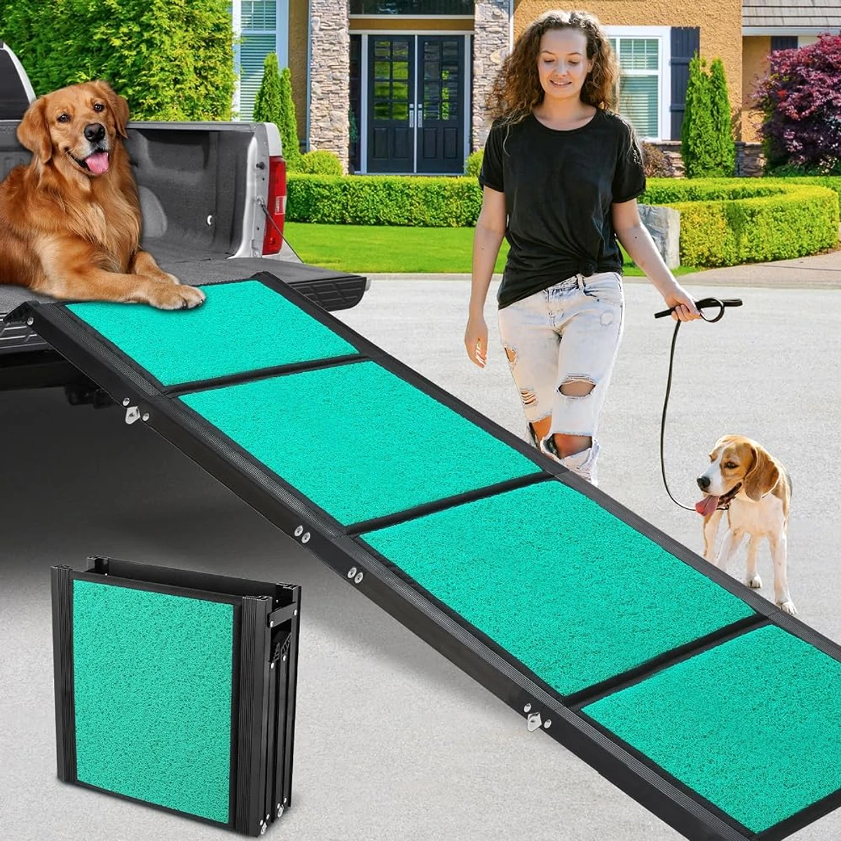 Wide Green Pet Loading Ramp
