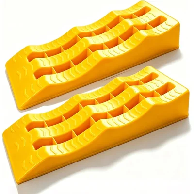 Yellow Three-Step Leveling Ramp Pair
