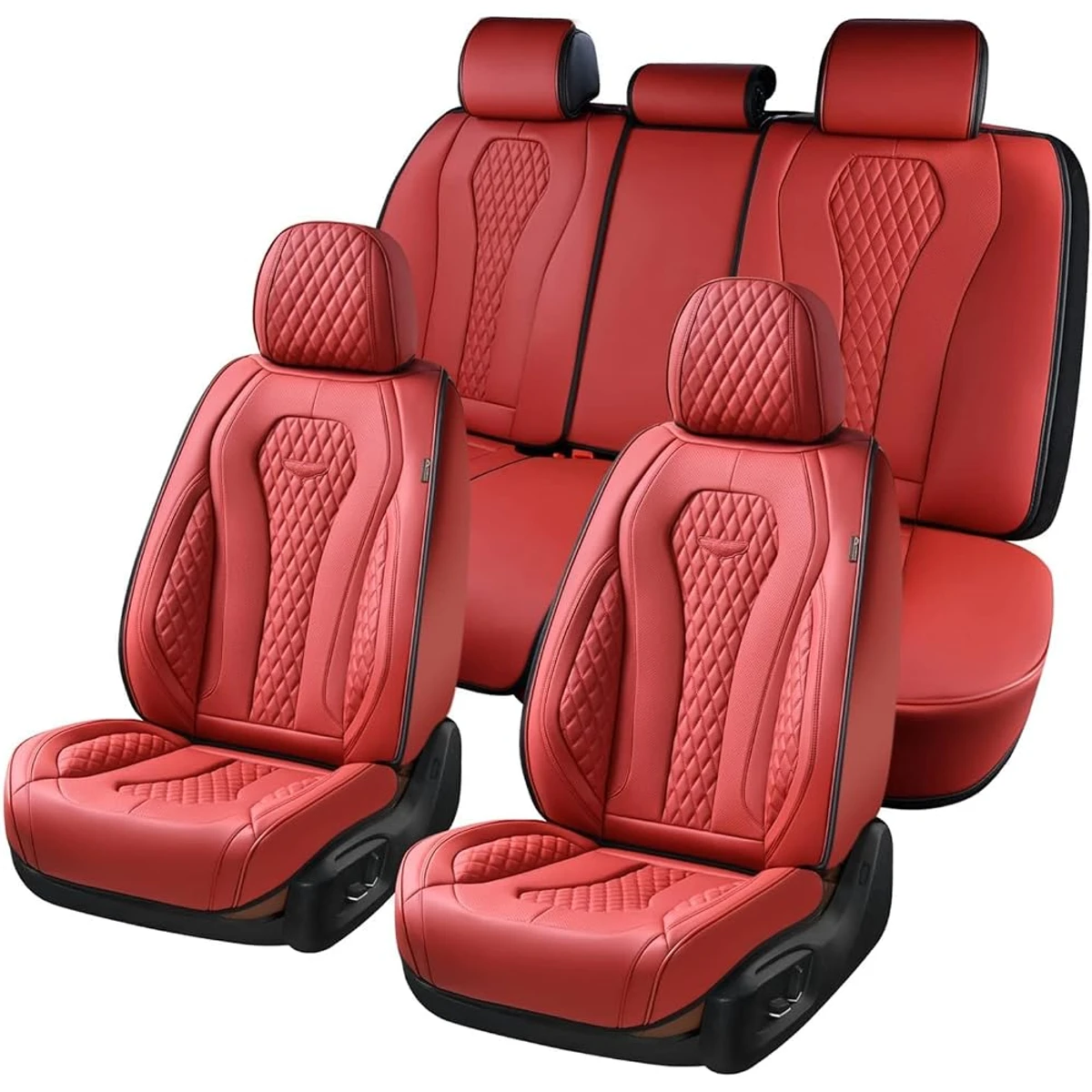 Red Quilted Seat Cover Set