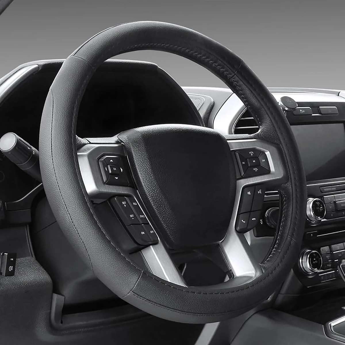 Black Stitched Steering Wheel Cover