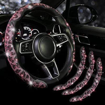 Pink Pattern Steering Wheel Cover Set