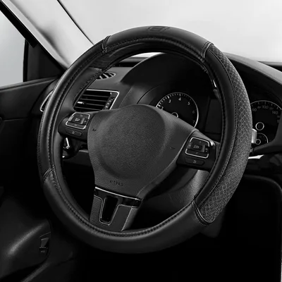 Black Ribbed Steering Wheel Cover