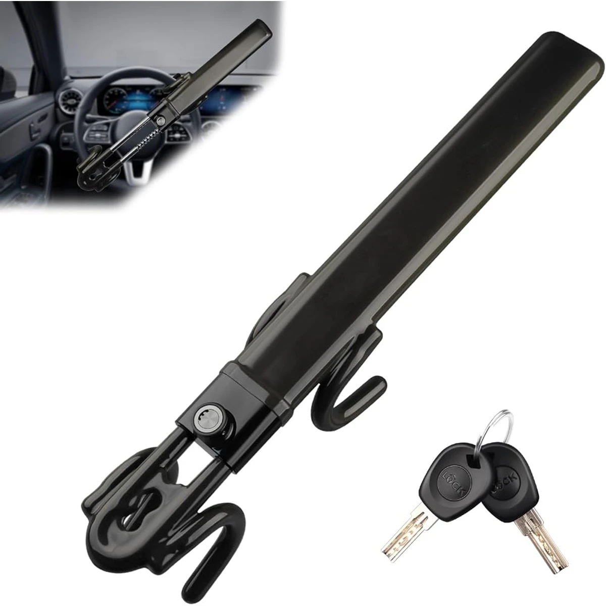 Black Retractable Steering Lock