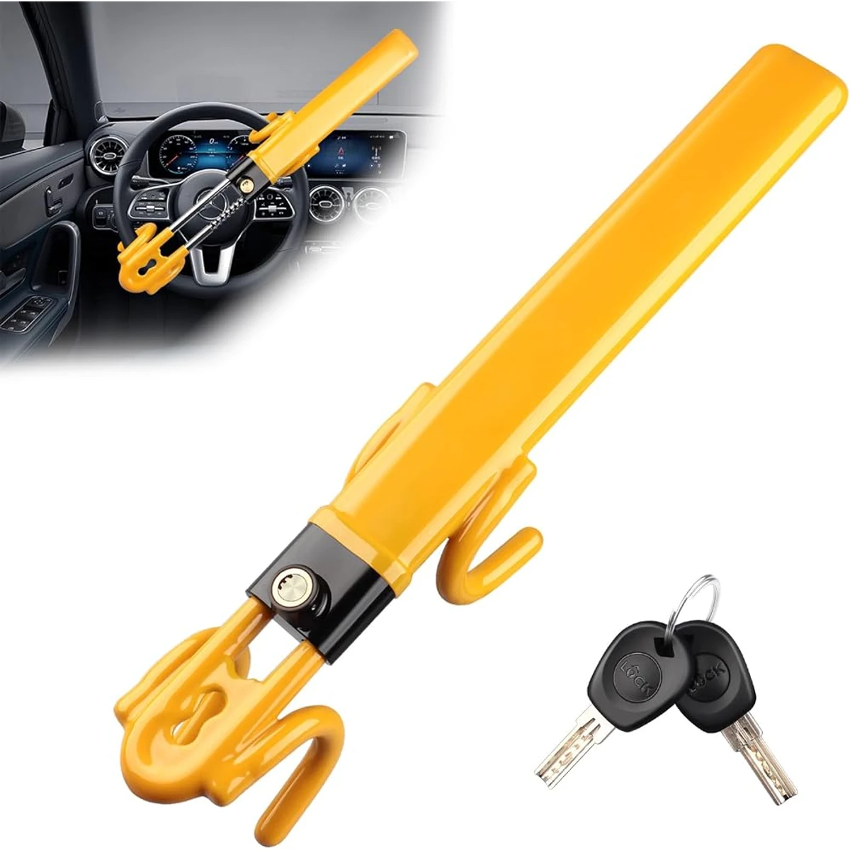 Yellow Extended Channel Steering Lock