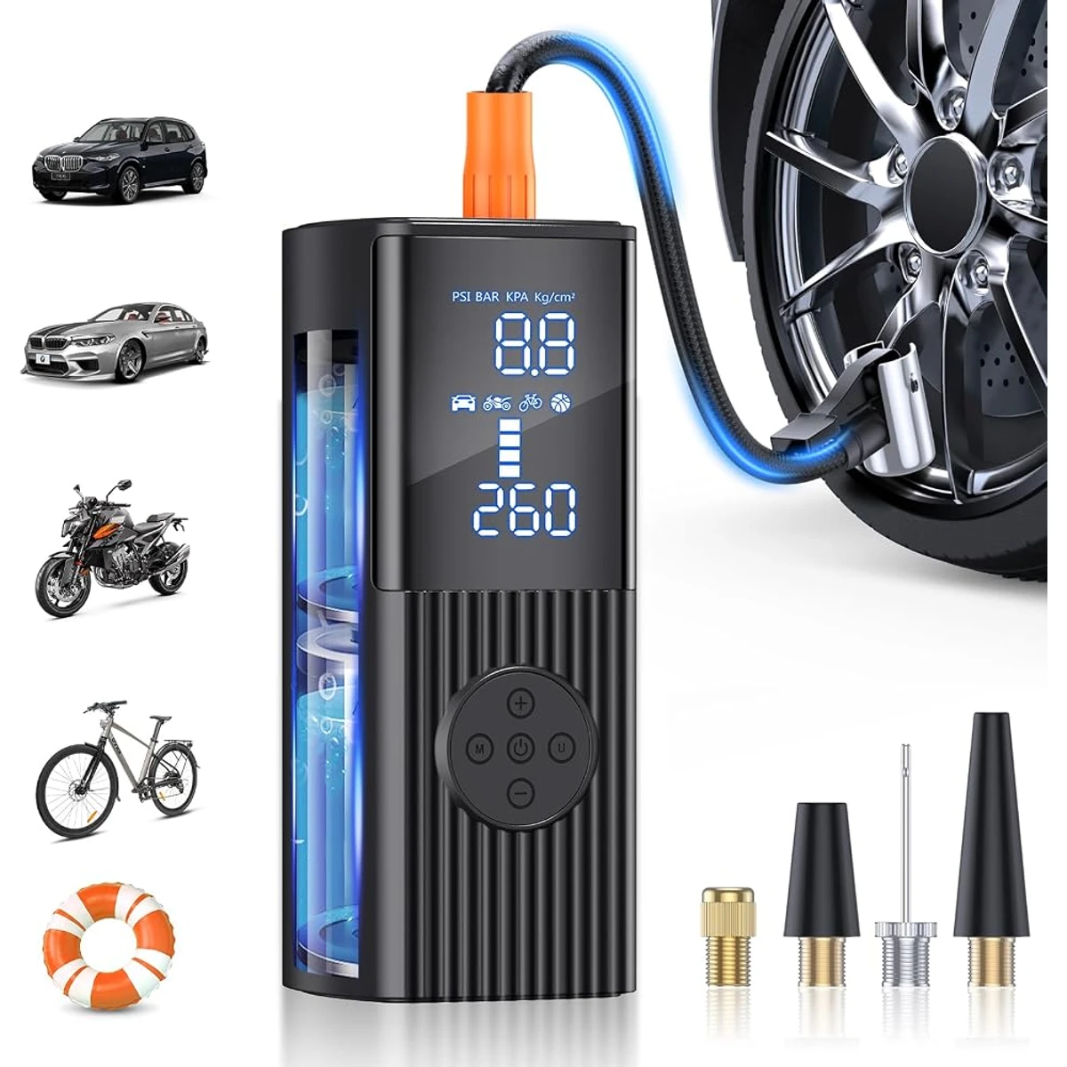 Ribbed Portable Digital Tire Inflator