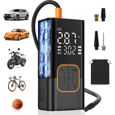 Orange Trim Digital Air Pump