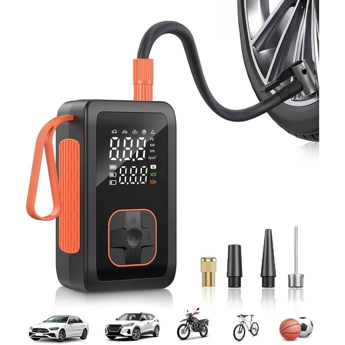 Orange Hose Portable Tire Inflator