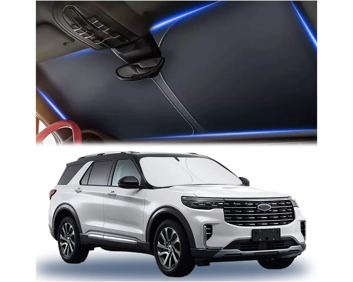 Foldable automotive glass sunshade