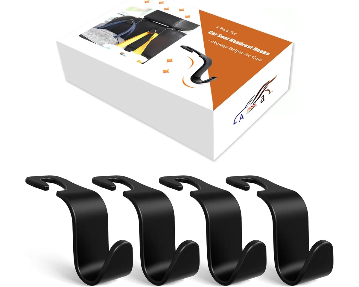 4 Pack Car Headrest Hooks Holds