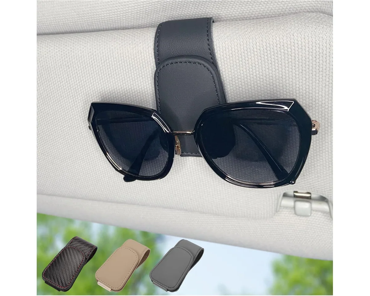 Magnetic Leather Sunglass Holder for